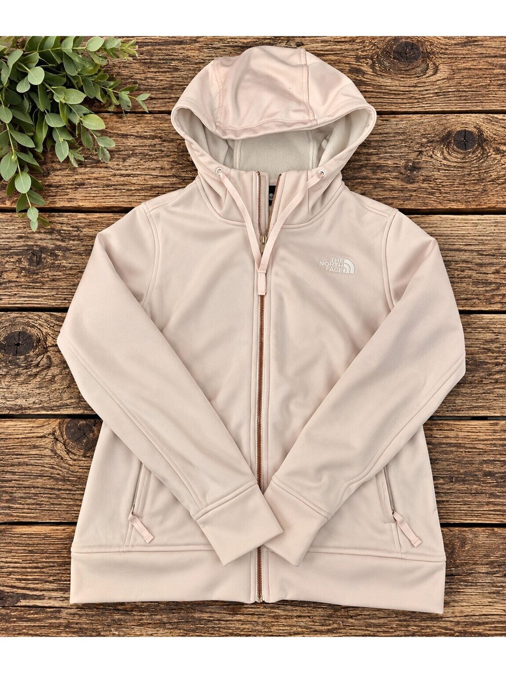 North Face light pink hooded zip jacket LG